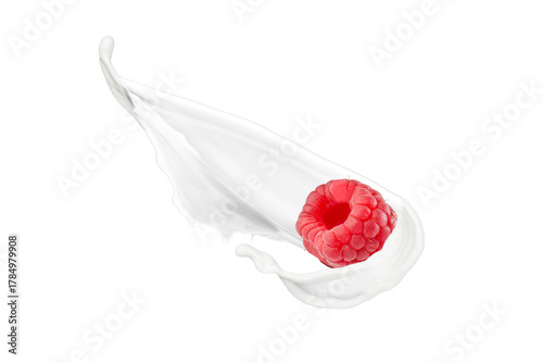 Milk Splash With Fruit On White Background