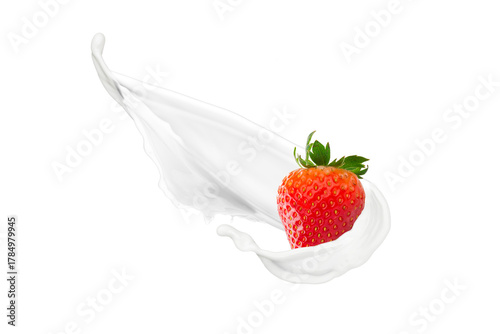 Milk Splash With Fruit On White Background