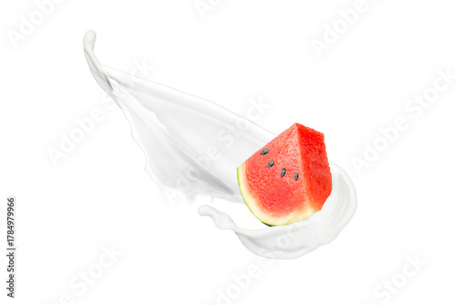 Milk Splash With Fruit On White Background