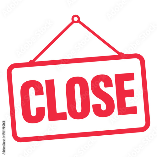 Red hanging "close" sign, a clear indicator that a business, shop, or service is currently not open for operations. vital visual communication for customers.