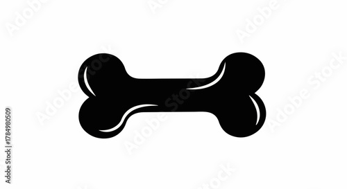 Black Dog Bone Vector Icon Illustration
