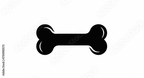 Black Dog Bone Vector Icon Illustration