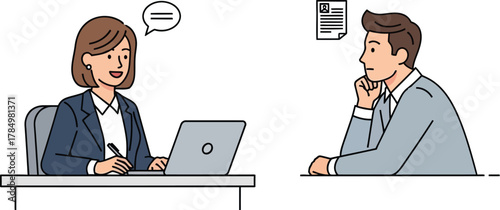 Job interview with a female interviewer and male candidate