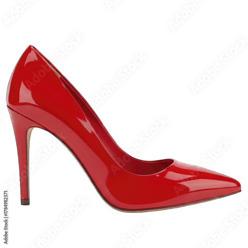 Red patent leather stiletto heel shoe image
