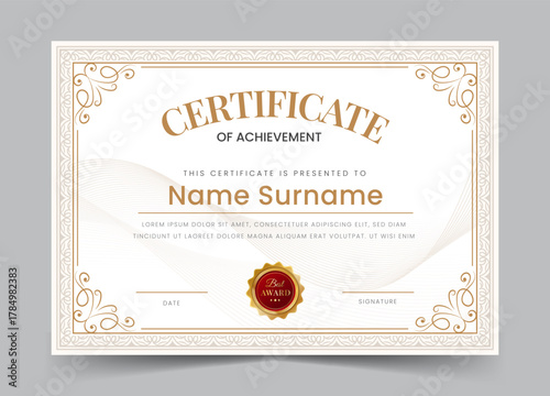 Elegant and luxurious certificate template. Awards diploma background