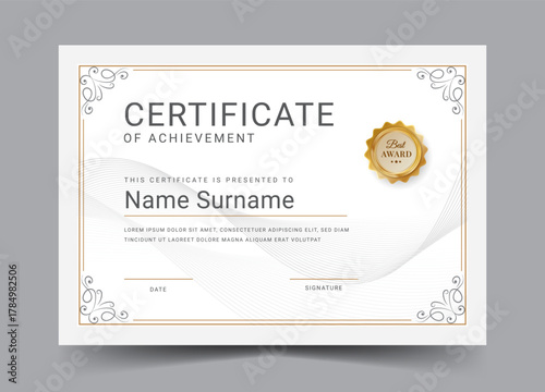 Elegant and luxurious certificate template. Awards diploma background