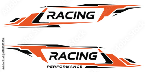 Racing car side stripe vector design. Sporty vehicle decal and wrap template for tuning, modification, and performance car graphic sticker customization concept