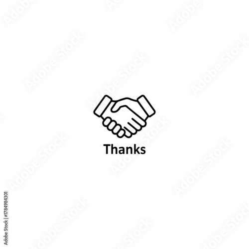 This “Thanks” art showcases a handshake, representing respect, partnership, and appreciation. The simple line illustration conveys trust and connection, making it perfect for business, teamwork.