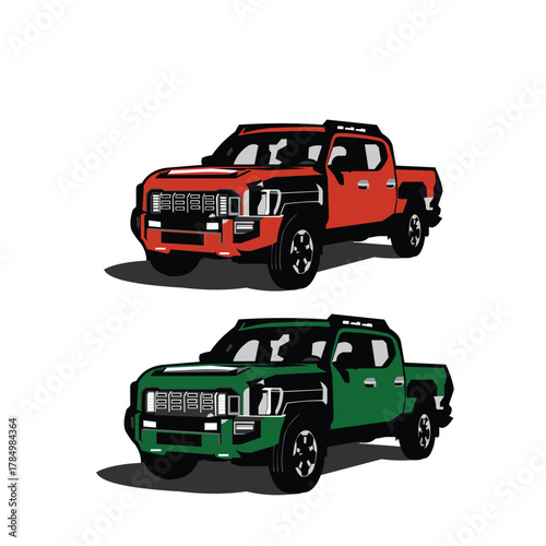 Isolated Orange Green Pickup Truck.eps