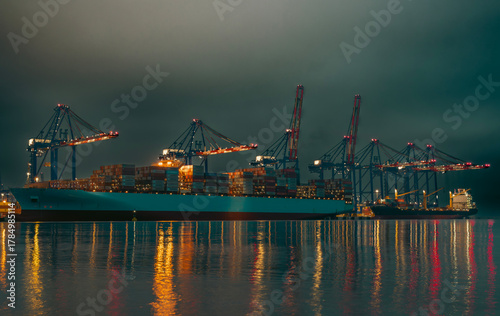container ship in port gdansk