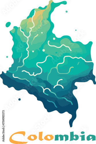 Mapa colombia logo icon vector white background .