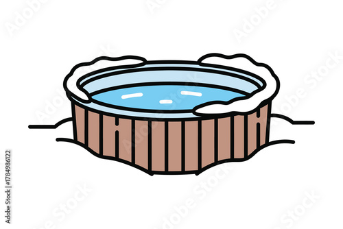 Winter Hot Tub vector illustration.eps