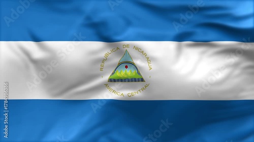 Nicaragua flag is waving in the wind. High-quality flags are perfect. They are perfect for various creative projects.