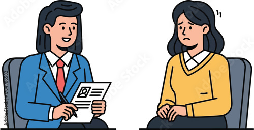 Job interview with nervous candidate and interviewer