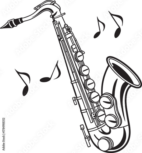 saxophone on a white background