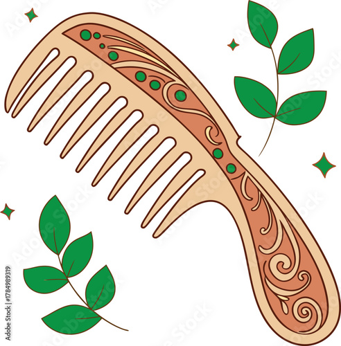 vector illustration of a wooden comb