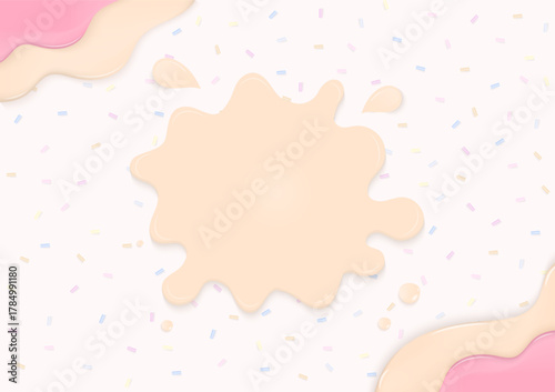 Cream splashing with sprinkles background
