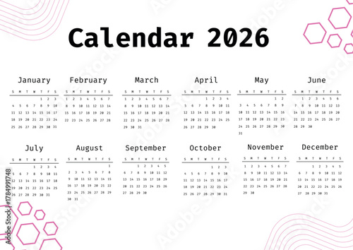 2026 Calendar Stay Organized with a Simple, Clean Yearly Planner Design