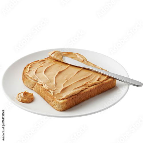 Toasted Bread with Spread White Plate
