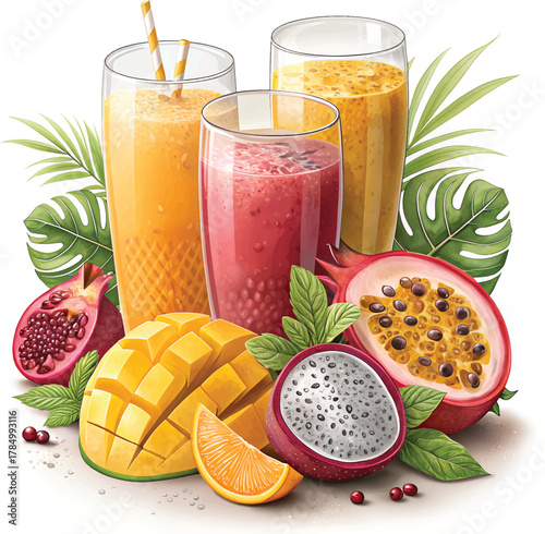 fruit juice and fruits