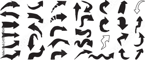 Hand Drawn Black Arrows Collection Doodle Style Vector Set