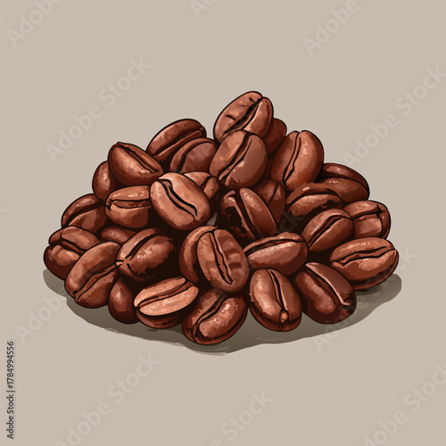 A pile of coffee beans, roasted and ready to be ground for a fresh brew