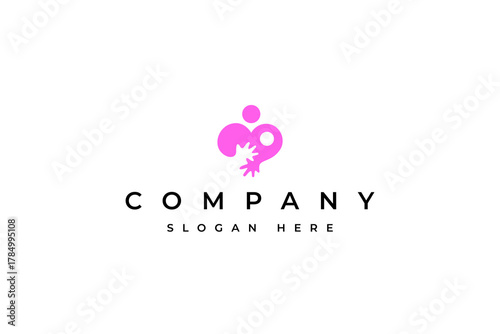 hand love care logo vector inspiration.love hand care person with flat design style concept.