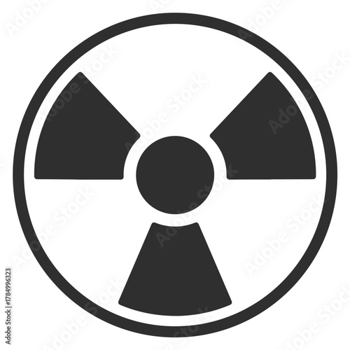 Radiation solid icon. Toxic and nuclear energy, danger hazard symbol, glyph style pictogram on white background. Military sign for mobile concept and web design. Vector graphics. stock illustration