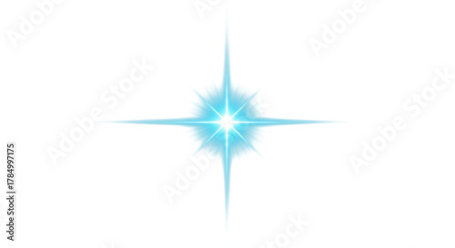 A bright blue lens flare isolated on transparent background, perfect for overlays