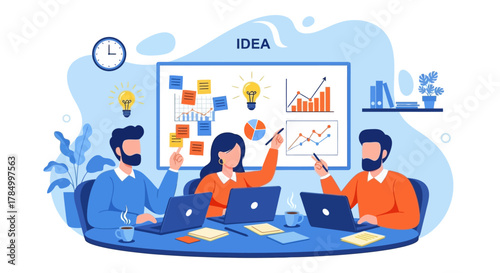 Collaborative Ideation Team Brainstorming and Strategy for Business Growth and Success