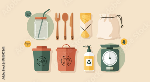 Sustainable Living Essentials Eco-Friendly Household Items Vector