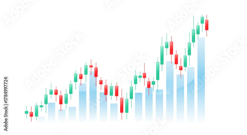 Stock market chart showing an upward trend isolated on transparent background