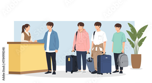 K-pop group checks into a hotel for promotional content and travel-related advertising