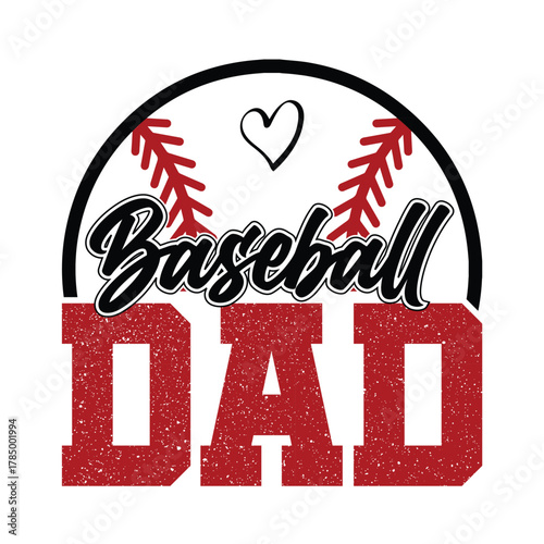 Baseball Dad Sports Lover Fathers Day Gift Funny Family Support Quote Retro Athlete Fan Vintage T Shirt Design