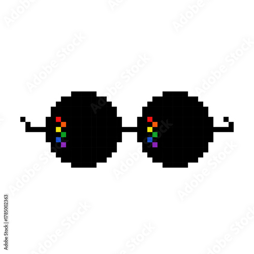 LGBT sunglasses logo icon sign Modern pixel design Pride month template Social issues event Human rights and tolerance Fashion print for clothes apparel greeting invitation card banner game poster ad