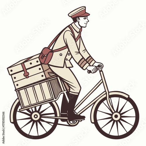 Illustration of a postman riding a bicycle