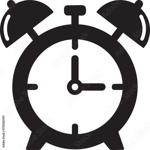 Classic alarm clock icon isolated on transparent background