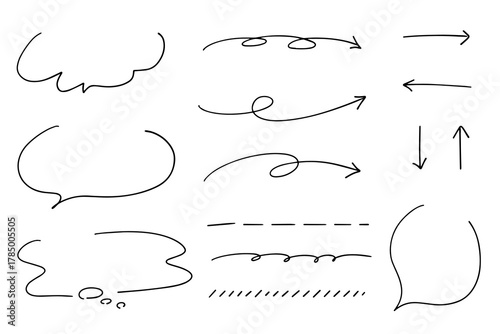 手描きのラインと吹き出し矢印セット
