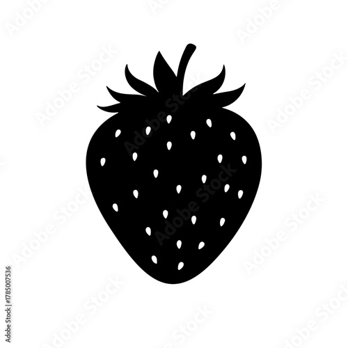 silhouette of a strawberry isolated on white background
