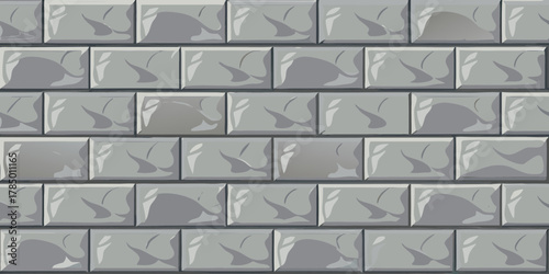 Seamless pattern of gray stone wall blocks with a textured surface and subtle shading