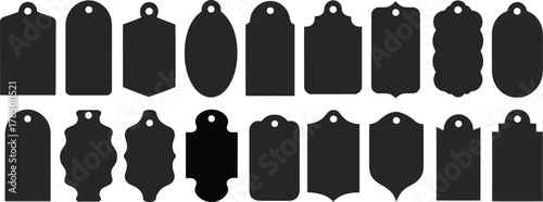 Collection of diverse black cutting board silhouettes on white background