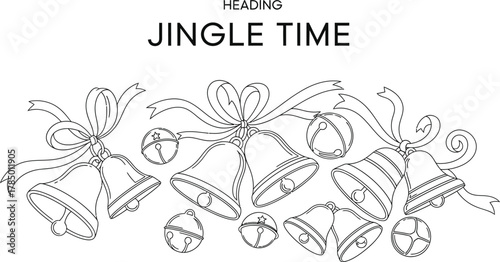 Festive jingle bells with ribbons illustration for holiday season decoration