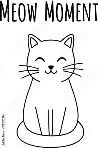 Cute cartoon cat illustration with a happy expression for a meow moment design