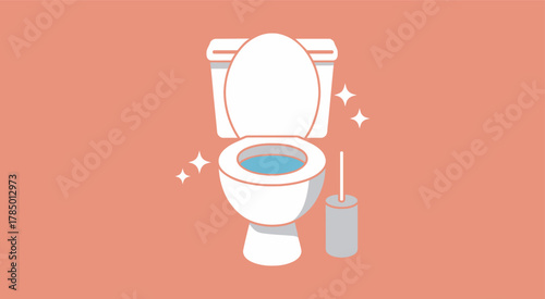 Clean Toilet and Brush Hygiene Illustration