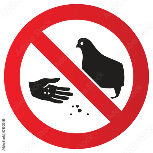No feeding pigeons sign vector illustration of a prohibition symbol isolated on white background