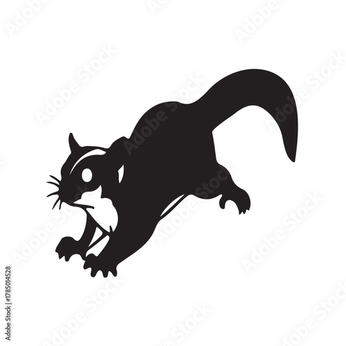 Black silhouette of a squirrel on a white background