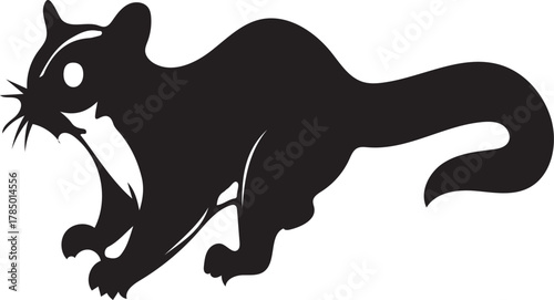 Black silhouette of a squirrel on a white background