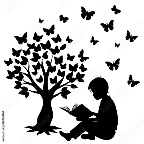 Friendly blue dinosaur walks with a boy under the moonlight in a whimsical forest