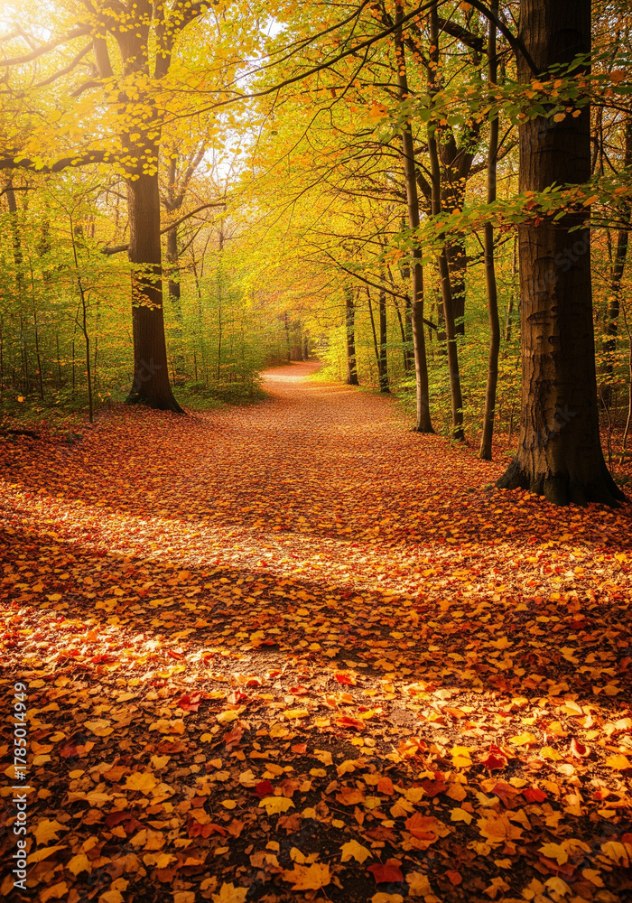 Obraz premium Golden Autumn Forest Path