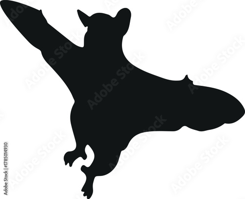 Black silhouette of a squirrel on a white background